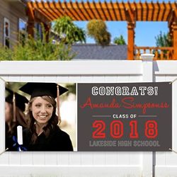 Personalized School Spirit Graduation Banner with Custom Photo
