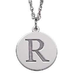 Sterling Silver Initial Disc Necklace