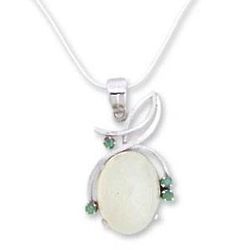 Illusion Moonstone and Emerald Pendant Necklace