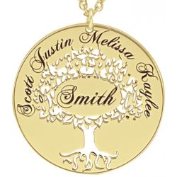 Cut-Out Family Tree Necklace with Personalized Names