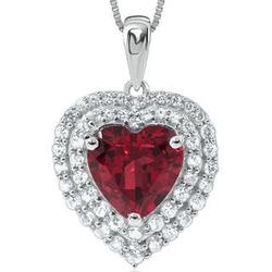 Lab-Created Ruby and White Sapphire Pendant in Sterling Silver