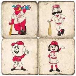 Cincinnati Reds Mascots Italian Marble Coasters with Iron Holder