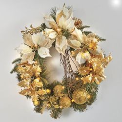 Gold Poinsettia Christmas Wreath
