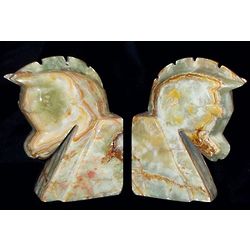 Onyx Marble Horse Head Bookends