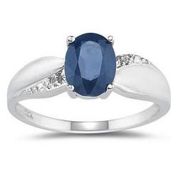 Sapphire and Diamond Ring 10K White Gold