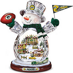 Green Bay Packers Masterpiece Edition Crystal Snowman Figurine