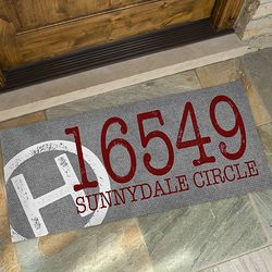 Personalized Initial and Stamped Address Oversized Doormat