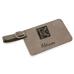 Personalized Initial Faux Leather Luggage Tag in Charcoal