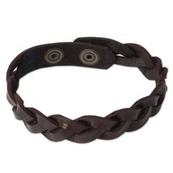 Men's Three Rivers Leather Wristband Bracelet