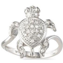 14k White Gold Diamond Turtle Ring