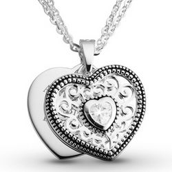 Expressions Cubic Ziconia Pierced Swing Heart Necklace