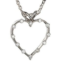 Open Heart Diamond Pendant in 14 Karat Gold