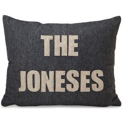 Handcrafted and Recyled Custom Family Name and Date Pillow
