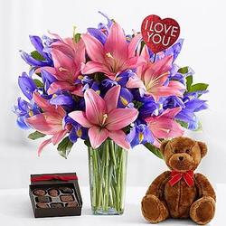 Ultimate Truly Spectacular Bouquet with Chocolates and Teddy Bear