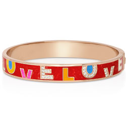 'Love' Colorful Enamel Rose Gold Plated CZ Bracelet