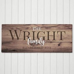 Personalized Family Established Canvas Print with Wrapped Edges