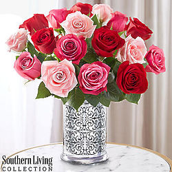 Rose Medley Bouquet in Glass Vase