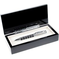 Silver Rings Carbon Fiber Pen with Presentation Box