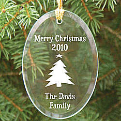 Happy Holidays Personalized Glass Ornament