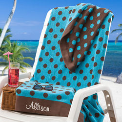 Blue and Brown Oversized Personalized Beach Towel