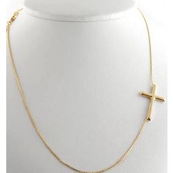 14K Gold Sideways Cross Necklace