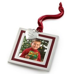 Red Stripe Photo Picture Frame Christmas Ornament