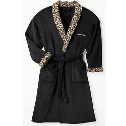 Personalized Robe with Leopard Print Collar