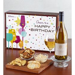 Happy Birthday! White Wine and Gourmet Snacks Gift Box
