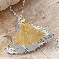 Gold On Silver Ginkgo Leaf Necklace