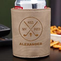 Kiss My Putt Faux Natural Leather Can Holder