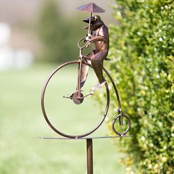 Cycling Frog Metal Lawn Statue