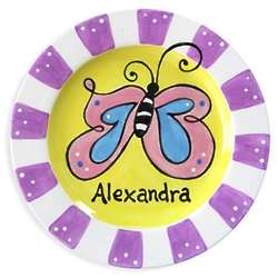 Personalized Hand Painted Butterfly Baby Plate