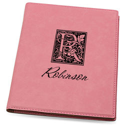 Personalized Initial Mini Portfolio in Pink Leatherette