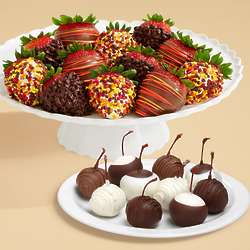 10 Dipped Cherries & 12 Autumn Drizzled Strawberries Gift Box