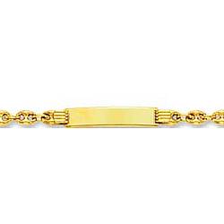 14k Yellow Gold Puffed Mariner Children's ID Bracelet