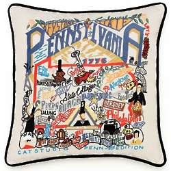 Hand Embroidered Pennsylvania State Pillow