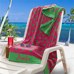 Pink and Lime Oversized Personalized Beach Towel
