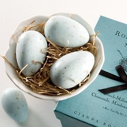 Robin's Egg Soaps in Footed Porcelain Dish