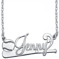 Personalized Baseball and Bat Necklace