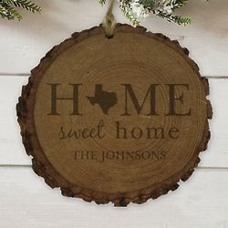 Personalized State Home Sweet Home Rustic Wood Ornament