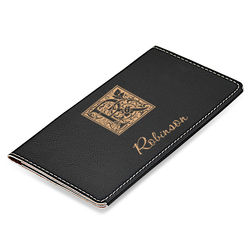 Personalized Initial Checkbook Cover in Black Leatherette