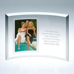 Personalized Curved Glass Vertical Silver 5" x 7" Picture Frame