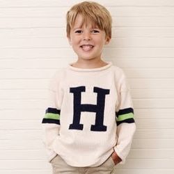 3 Striped Sleeve Initial Sweater