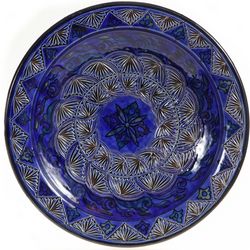 Moroccan Cobalt Carved 16" Decorative Plate