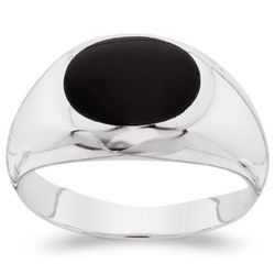 Men's Sterling Silver Oval Black Onyx Ring
