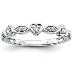 Oval and Heart Diamond Ring in Sterling Silver