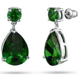 Angelina Jolie Inspired Pear Drop Emerald CZ Earrings