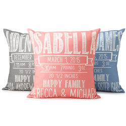 Personalized Chalkboard Birth Announcement Pillow