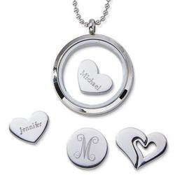 Personalized Double Heart Charm in Stainless Steel