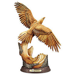 Rising Majesty Eagle Sculpture with Hand-Carved Wood Look